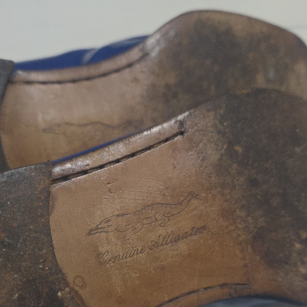 Men's Blue Leather Dress Shoes - Picture 8 of 10